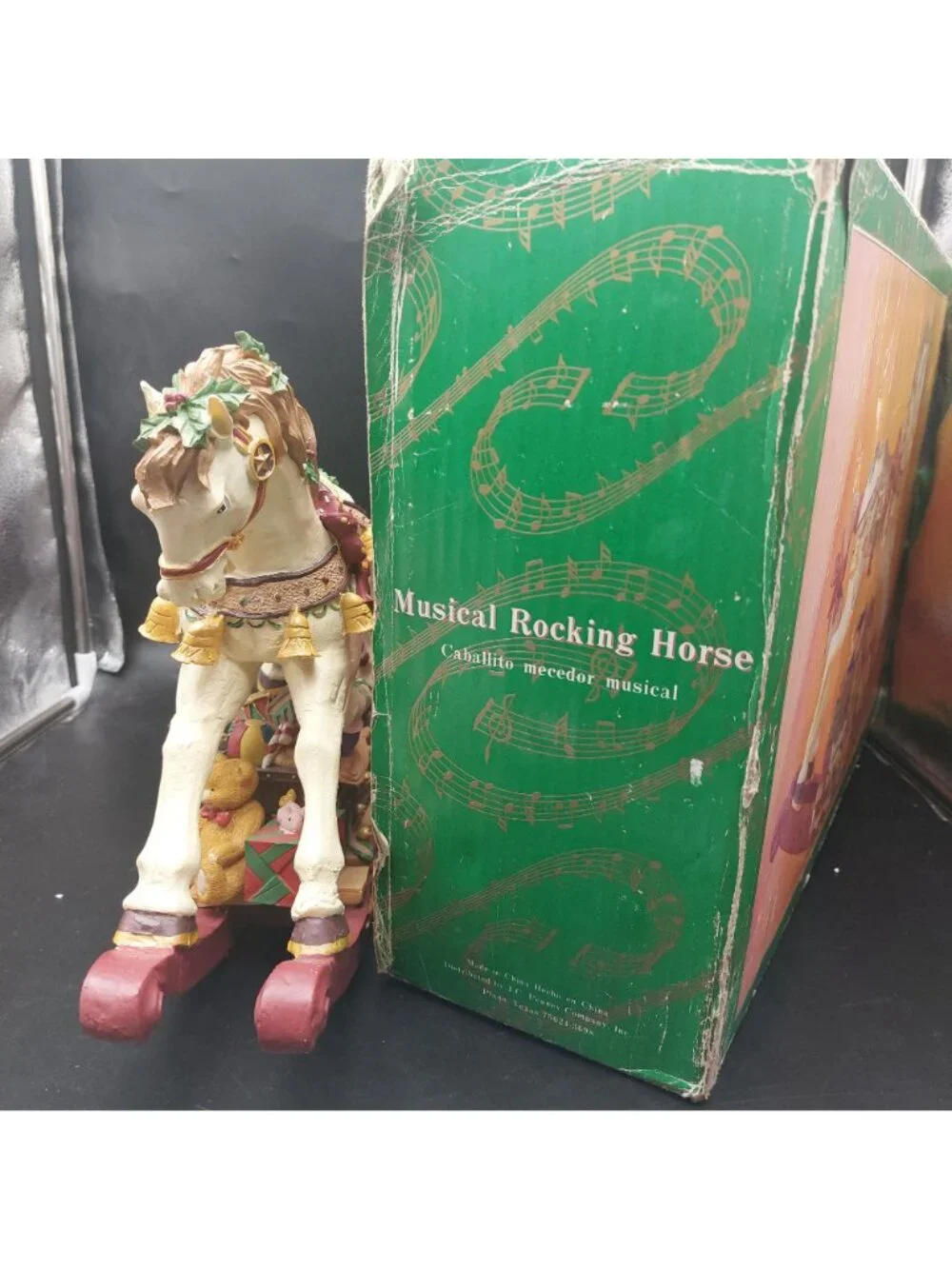 Vintage JC Penney Musical Rocking Horse Jolly Old St Nick In Box Christmas 15